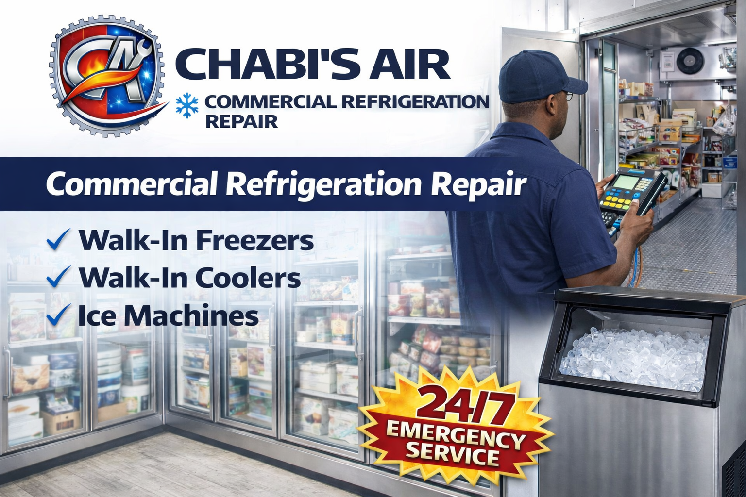 Commercial refrigeration repair for walk-in coolers, freezers, and ice machines
